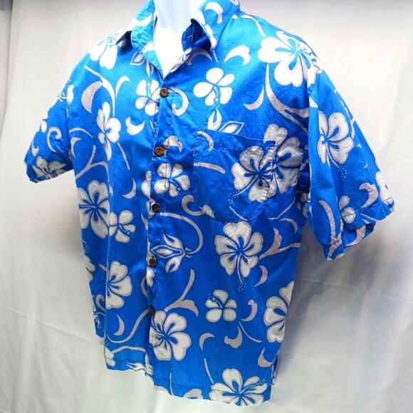 Ocean Assault Hawaii Camp Shirt/ Casual Button Down Men's Medium. Vintage. Blue. - Picture 5 of 9